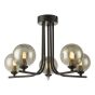 Cradle 5 Light Semi Flush Matt Black With Smoked Glass