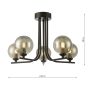 Cradle 5 Light Semi Flush Matt Black With Smoked Glass