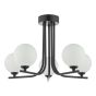 Cradle 5 Light Semi Flush Matt Black With Opal Glass