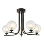 Cradle 5 Light Semi Flush Matt Black With Clear/Opal Glass