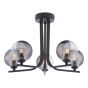 Cradle 5 Light Semi Flush Matt Black With Smoked/Clear Ribbed Glass