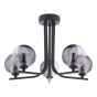 Cradle 5 Light Semi Flush Matt Black With Smoked/Clear Ribbed Glass