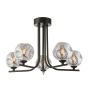 Cradle 5 Light Semi Flush Matt Black With Closed Organic Smoked Glass