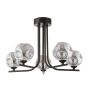 Cradle 5 Light Semi Flush Matt Black With Closed Organic Smoked Glass