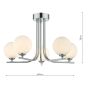 Cradle 5 Light Semi Flush Polished Chrome With Opal Glass