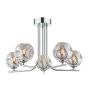 Cradle 5 Light Semi Flush Polished Chrome With Closed Organic Smoked Glass