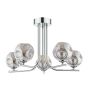 Cradle 5 Light Semi Flush Polished Chrome With Closed Organic Smoked Glass