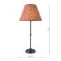 Dahl Rechargeable Table Lamp Matt Black With Red Flower Print Pleated Shade LED