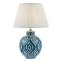Dakari Table Lamp Blue Ceramic and Antique Brass With Shade