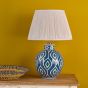 Dakari Table Lamp Blue Ceramic and Antique Brass With Shade