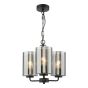 Daylin 3 Light Pendant Satin Black and Smoked Ribbed Glass