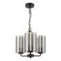 Daylin 3 Light Pendant Satin Black and Smoked Ribbed Glass