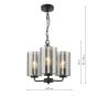 Daylin 3 Light Pendant Satin Black and Smoked Ribbed Glass