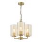 Daylin 3 Light Pendant Satin Gold and Amber Ribbed Glass
