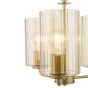 Daylin 3 Light Pendant Satin Gold and Amber Ribbed Glass