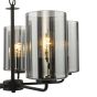 Daylin 5 Light Pendant Satin Black and Smoked Ribbed Glass
