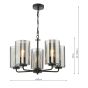 Daylin 5 Light Pendant Satin Black and Smoked Ribbed Glass