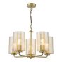 Daylin 5 Light Pendant Satin Gold and Amber Ribbed Glass