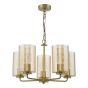 Daylin 5 Light Pendant Satin Gold and Amber Ribbed Glass