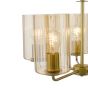 Daylin 5 Light Pendant Satin Gold and Amber Ribbed Glass