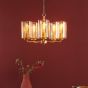 Daylin 5 Light Pendant Satin Gold and Amber Ribbed Glass