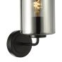 Daylin Wall Light Satin Black and Smoked Ribbed Glass