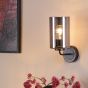 Daylin Wall Light Satin Black and Smoked Ribbed Glass