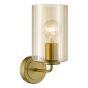 Daylin Wall Light Satin Gold and Amber Ribbed Glass