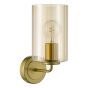 Daylin Wall Light Satin Gold and Amber Ribbed Glass