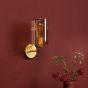 Daylin Wall Light Satin Gold and Amber Ribbed Glass