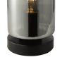 Daylin Table Lamp Satin Black and Smoked Ribbed Glass