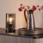 Daylin Table Lamp Satin Black and Smoked Ribbed Glass