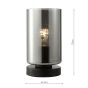 Daylin Table Lamp Satin Black and Smoked Ribbed Glass