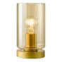 Daylin Table Lamp Satin Gold and Amber Ribbed Glass