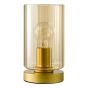 Daylin Table Lamp Satin Gold and Amber Ribbed Glass