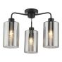 Daylin 3 Light Semi-Flush Satin Black and Smoked Ribbed Glass