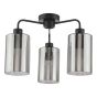 Daylin 3 Light Semi-Flush Satin Black and Smoked Ribbed Glass