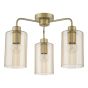 Daylin 3 Light Semi-Flush Satin Gold and Amber Ribbed Glass