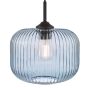 Demarius Pendant Matt Black and Blue Ribbed Glass