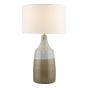 Desirus Table Lamp Blue Ceramic and Antique Brass With Ivory Drum Shade