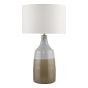 Desirus Table Lamp Blue Ceramic and Antique Brass With Ivory Drum Shade