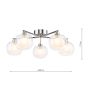Diego 5 Light Semi-Flush Polished Chrome and Opal Dual Layer Glass