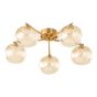 Diego 5 Light Semi-Flush Antique Bronze and Amber Dual Layer Glass