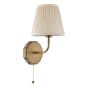 Dijon Wall Light Antique Bronze With Natural Linen Pleated Shades