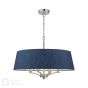 Down House 4 Light Shadelier Satin Chrome and Blue With Shade
