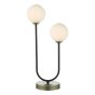 Duo 2 Light Table Lamp Antique Brass and Opal Glass