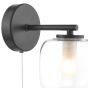 Edaline Bathroom Wall Light Matt Black and Glass IP44