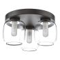 Edaline 3 Light Bathroom Flush Light Matt Black and Glass IP44