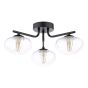 Ede 3 Light Semi-Flush Matt Black and Glass