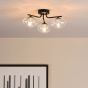 Ede 3 Light Semi-Flush Matt Black and Glass